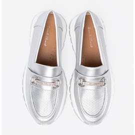 Shelvt Mocassins en argent avec un élément doré décoratif 5