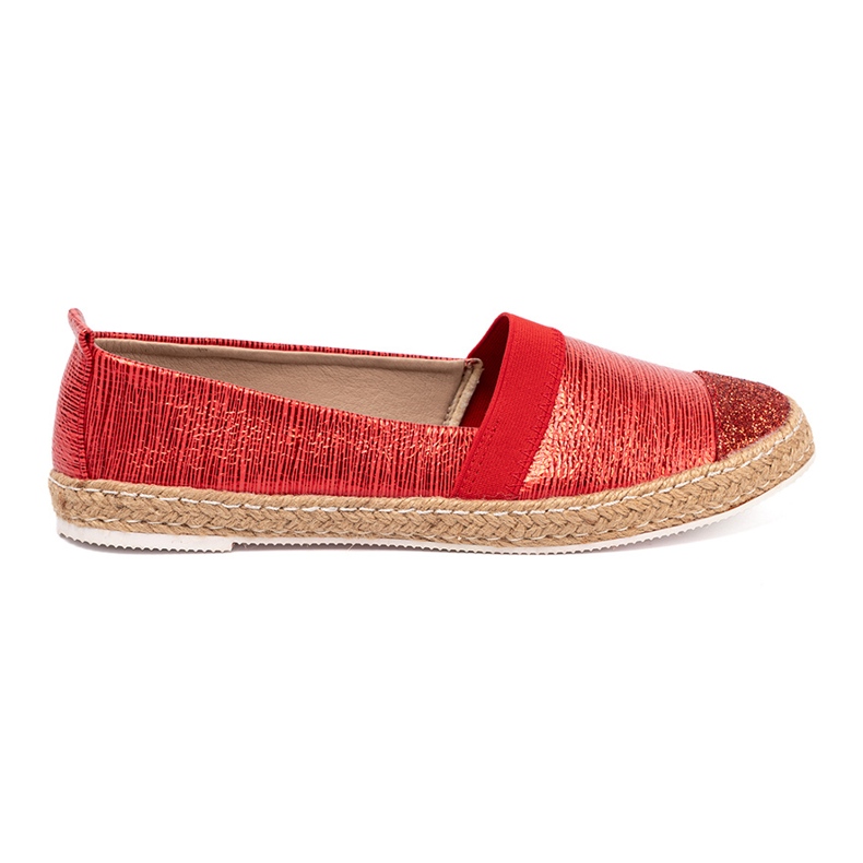 Goodin Espadrilles rouges avec fil brillant 2