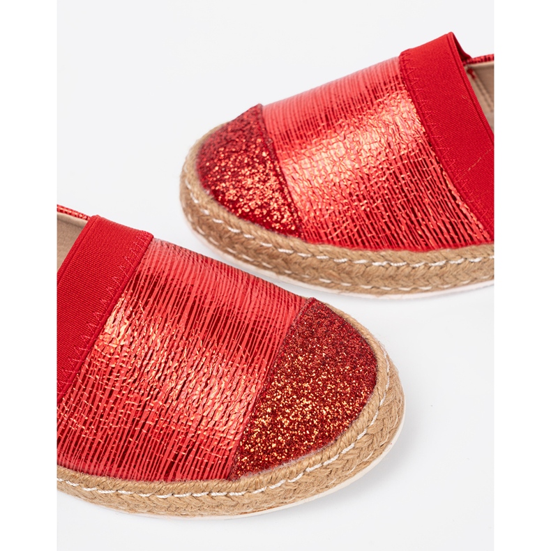 Goodin Espadrilles rouges avec fil brillant 1