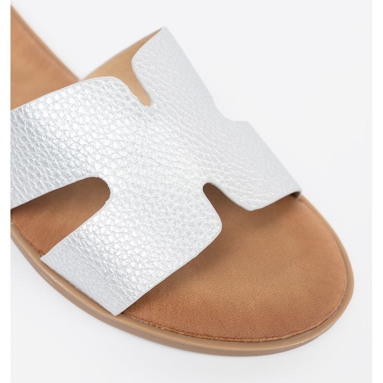 Shelvt Pantres de femmes argentées avec découpes 1