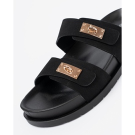 Shelvt Pantoufles sur la plate-forme avec des détails dorés noir 1