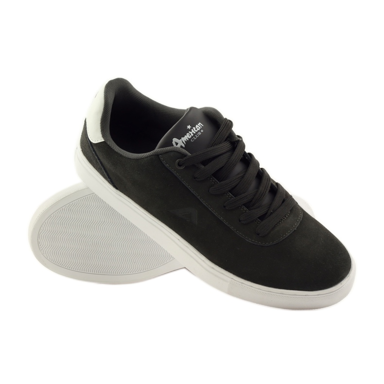 American Club Chaussures de sport pour hommes, baskets en cuir gris 17003 multicolore 3