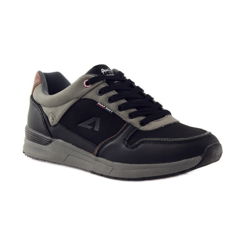 American Club Chaussures de sport pour hommes américaines 610184 noires le noir gris 1