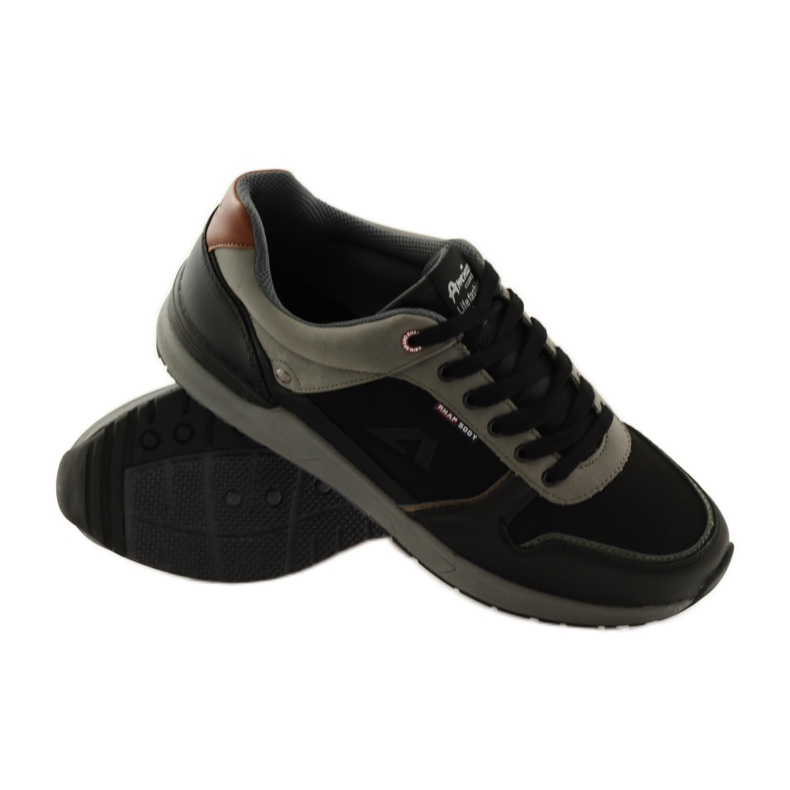 American Club Chaussures de sport pour hommes américaines 610184 noires gris 3
