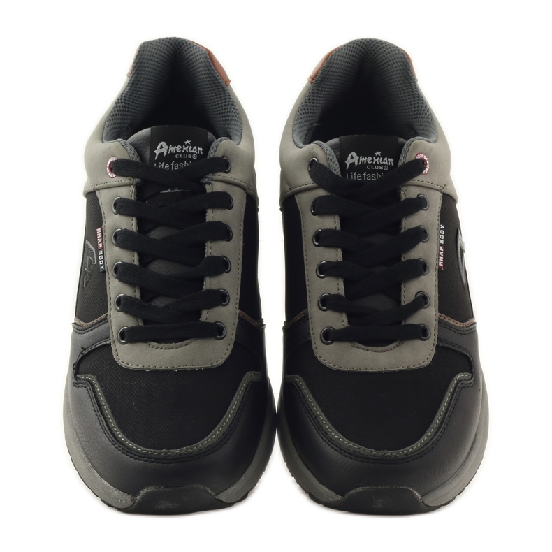 American Club Chaussures de sport pour hommes américaines 610184 noires le noir gris 4