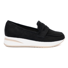 Shelvt Mocassins noirs sur plateforme en daim le noir 3