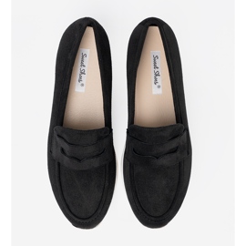 Shelvt Mocassins noirs sur plateforme en daim le noir 5