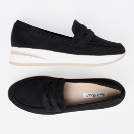 Shelvt Mocassins noirs sur plateforme en daim le noir 6
