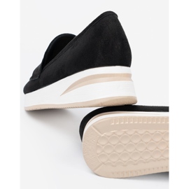 Shelvt Mocassins noirs sur plateforme en daim le noir 2
