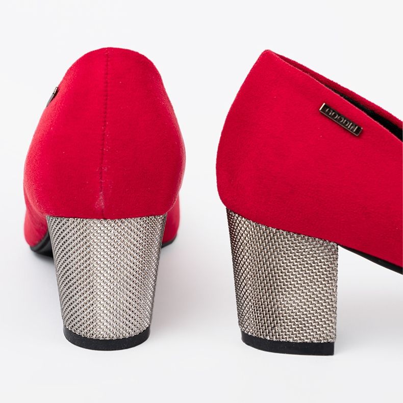 Goodin Pompes pour femmes rouges sur un poteau en argent 2 Goodin Pompes pour femmes rouges sur un poteau en argent 2