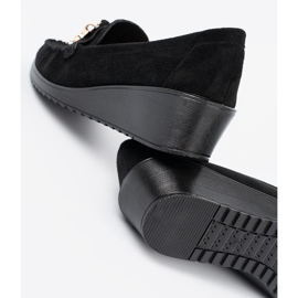 Shelvt Chaussures en daim noir avec un ours en peluche décoratif 1