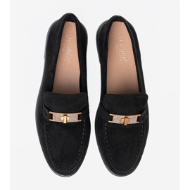 Shelvt Mocassins en daim noir avec une décoration dorée élégante le noir 3