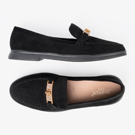 Shelvt Mocassins en daim noir avec une décoration dorée élégante le noir 4