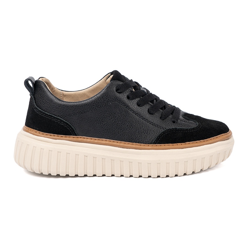 Baskets en cuir noir sur la plate-forme Beige Sergio Leone 2