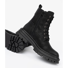 Chaussures des femmes noires avec laçage et la bande de roulement Sergio Leone 1