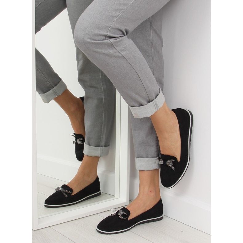 Mocassins noirs pour femmes JN-182 noir 1