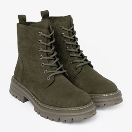 Bottes féminines vert foncé avec finition en daim Sergio Leone 3
