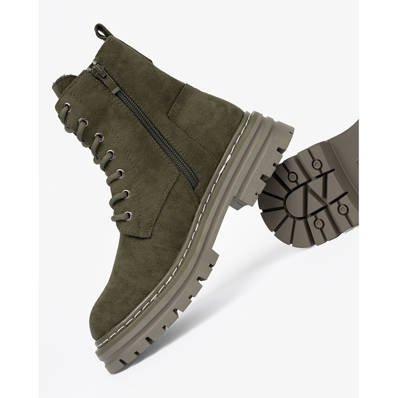 Bottes féminines vert foncé avec finition en daim Sergio Leone 1