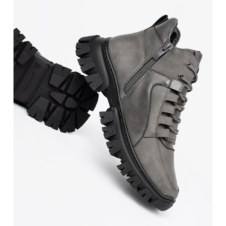 Sergio Leone Trapeurs épais de dentelle épaisse avec une semelle épaisse gris 1