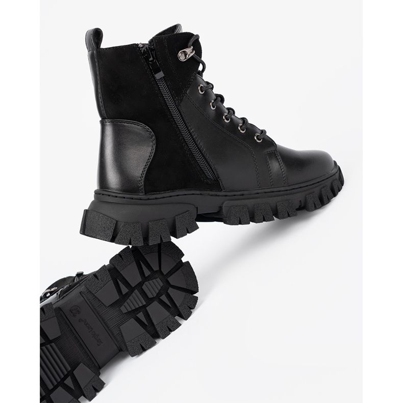 Bottes noires avec une semelle massive et un curseur Sergio Leone 1