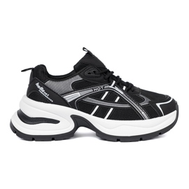 Shelvt Baskets noires avec une tige respirante et une semelle blanche massive 2