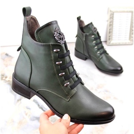 Bottines isolées à talons plats Jezzi W JEZ412B vert 5