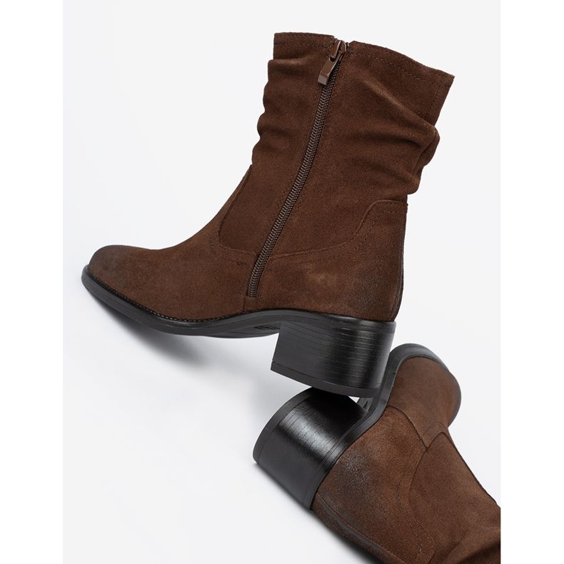 Bottes en cuir marron avec une haute sergio Leone froissé brun 1