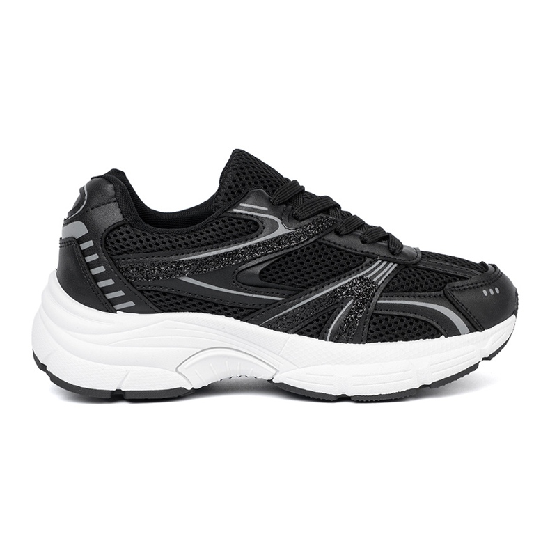 Shelvt Baskets noires avec maille et semelle blanche 2