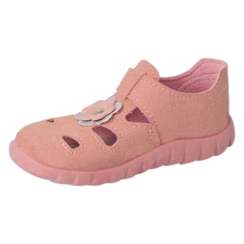 Chaussons enfants Befado 535P005 rose avec une fleur 1