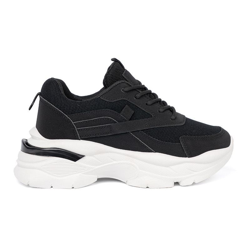 Shelvt Baskets de sport noir sur une semelle blanche épaisse 1