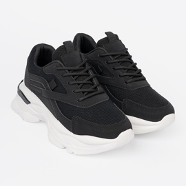Shelvt Baskets de sport noir sur une semelle blanche épaisse 2
