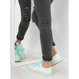 DC11 WHITE / GREEN baskets blanches et menthe avec rubans vert 4