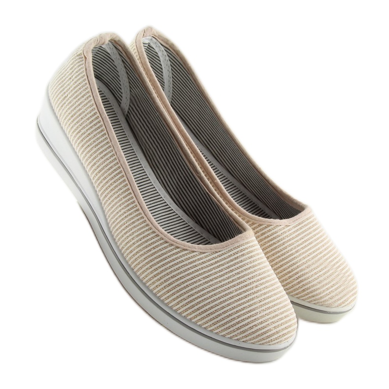 Or c21v Ballerines compensées dorées brun jaune 1