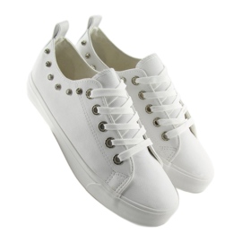Baskets blanches avec zircons cubiques BL122p Blanc 2