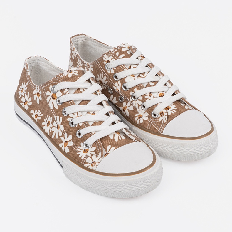 Shelvt Baskets féminines beige avec des fleurs 1