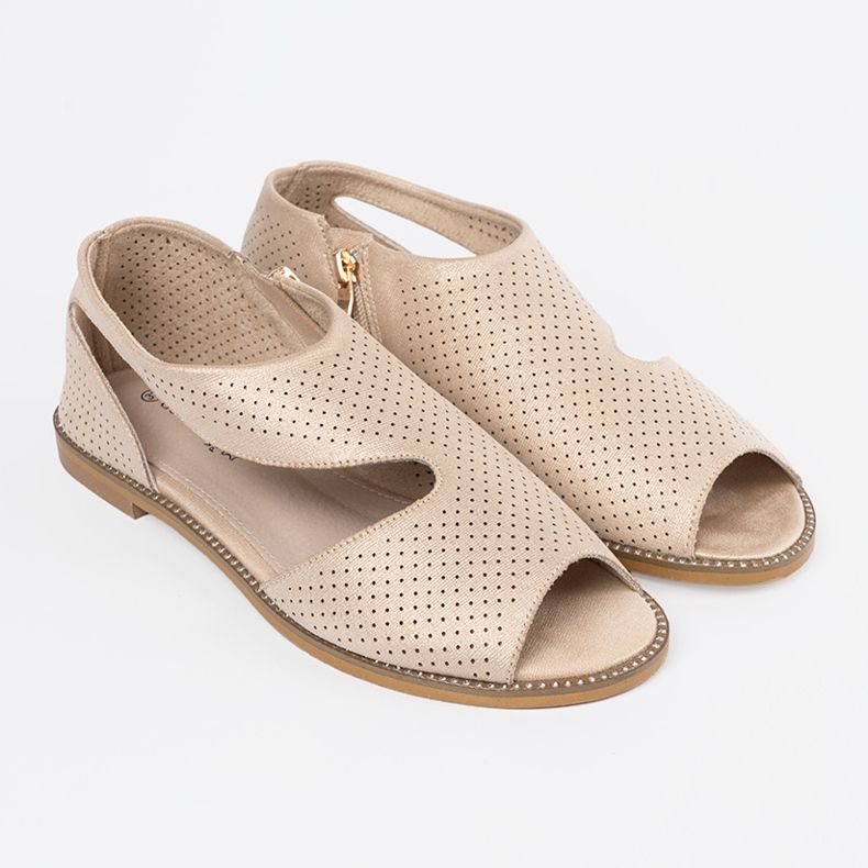 Goodin Sandales dorées sur une semelle plate d'or 1