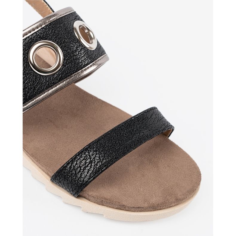 Shelvt Sandales noires avec roues en métal décoratives le noir 1