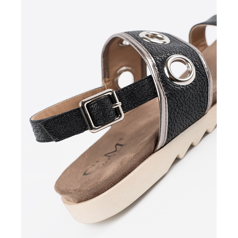 Shelvt Sandales noires avec roues en métal décoratives le noir 2