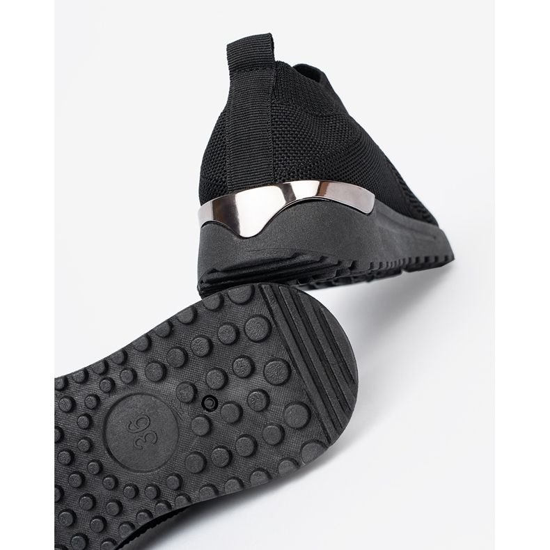 Shelvt Chaussures de sport à enfiler noir avec une tige en mailles 1