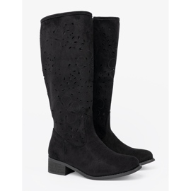 Seastar Bottes noires en daim devant le genou le noir 2