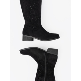 Seastar Bottes noires en daim devant le genou le noir 4