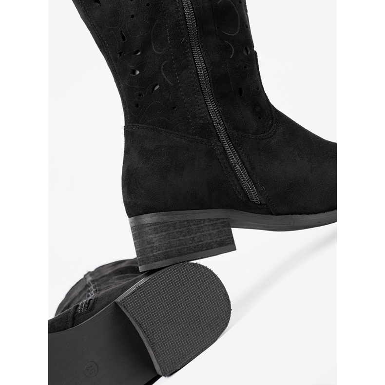 Seastar Bottes noires en daim devant le genou 1