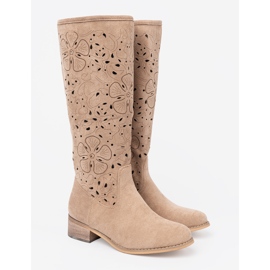 Seastar Bottes beige en daim devant le genou 3