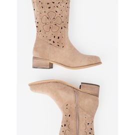 Seastar Bottes beige en daim devant le genou 4
