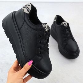 Chaussures en cuir pour femmes sur la plateforme noire Vinceza 89144 1