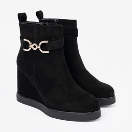 Shelvt Bottes en daim noir avec une pince élégante le noir 3