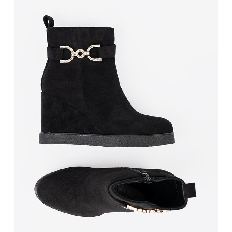 Shelvt Bottes en daim noir avec une pince élégante 1