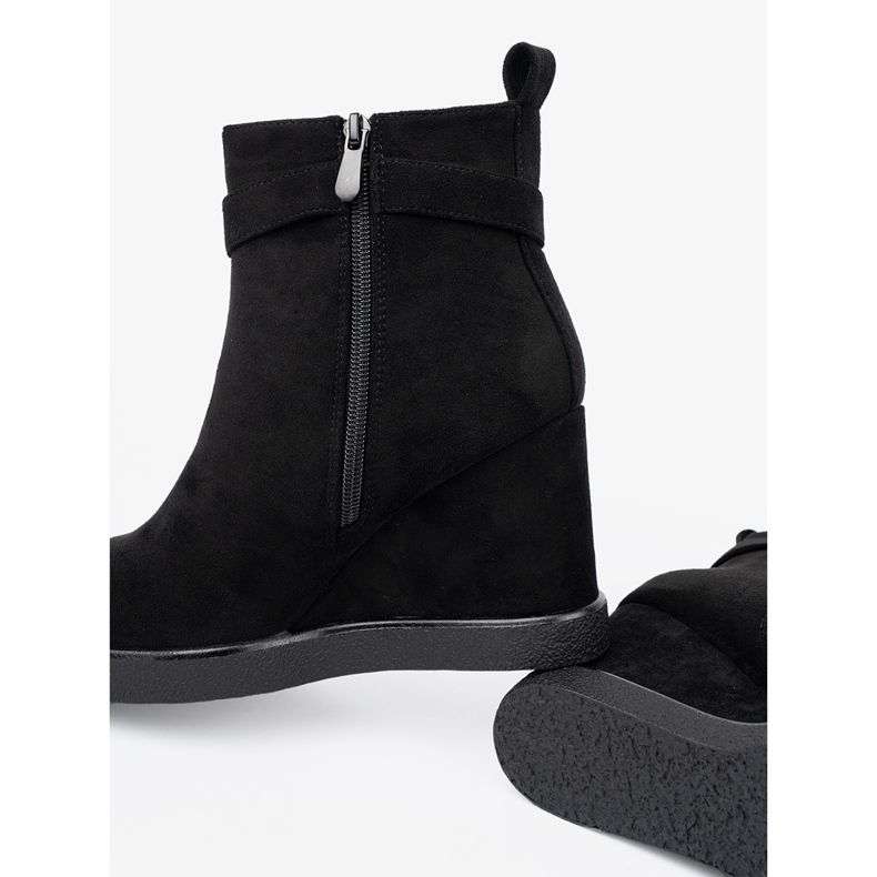 Shelvt Bottes en daim noir avec une pince élégante le noir 2