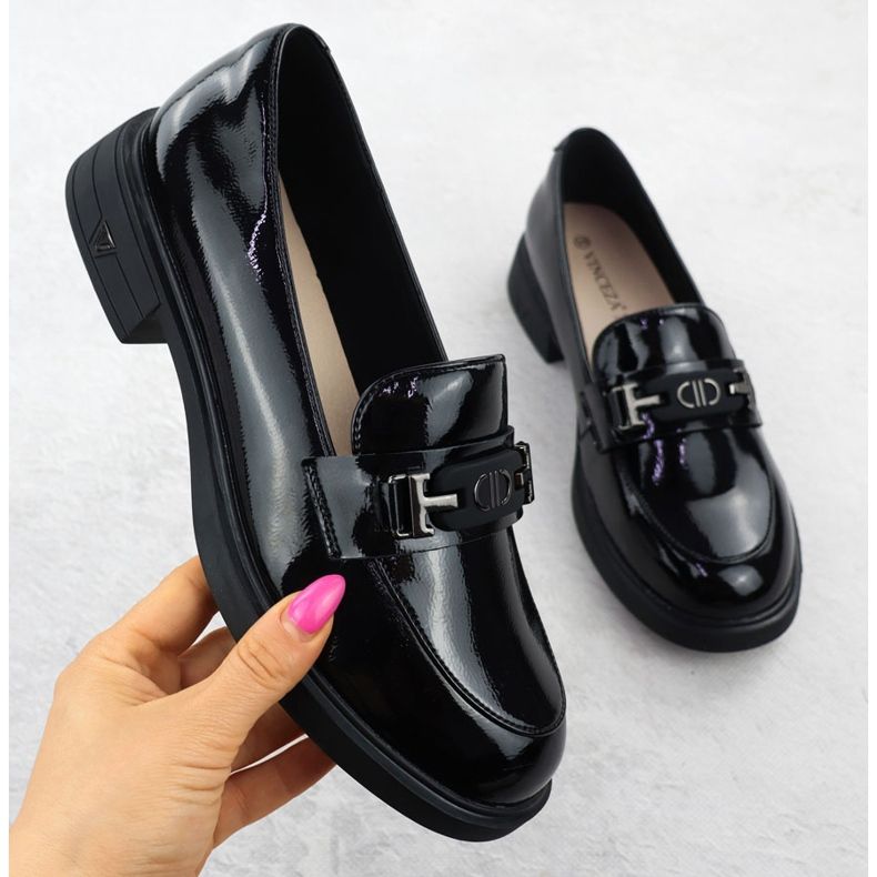 Vinceza Chaussages en cuir pour femmes noir 1