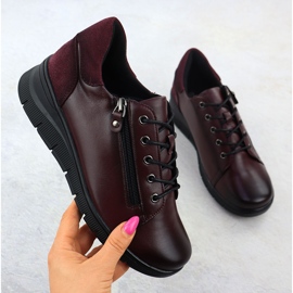 Chaussures en cuir pour femmes pour Vinceza 39964 Bourgogne rouge 1